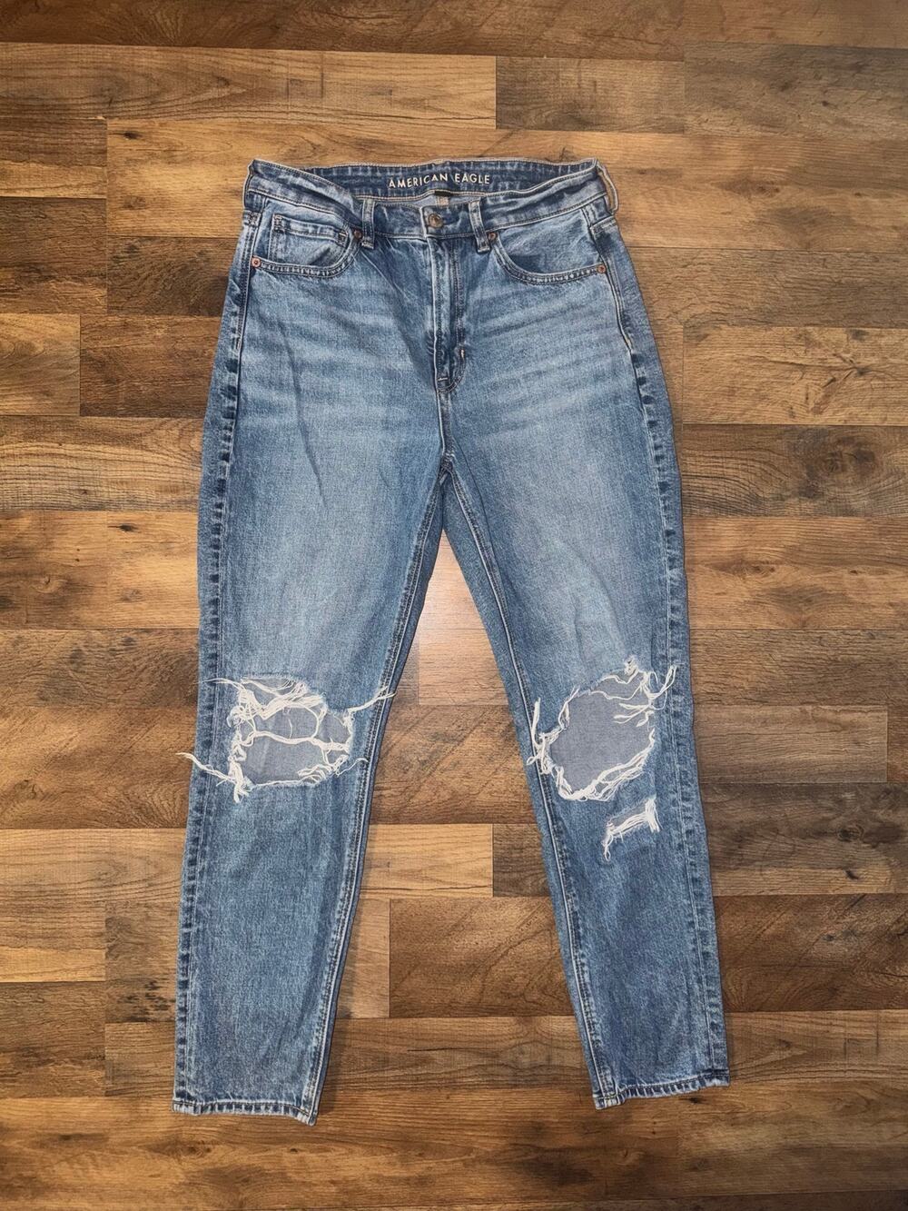 American Eagle women’s STRIGID distressed mom jeans